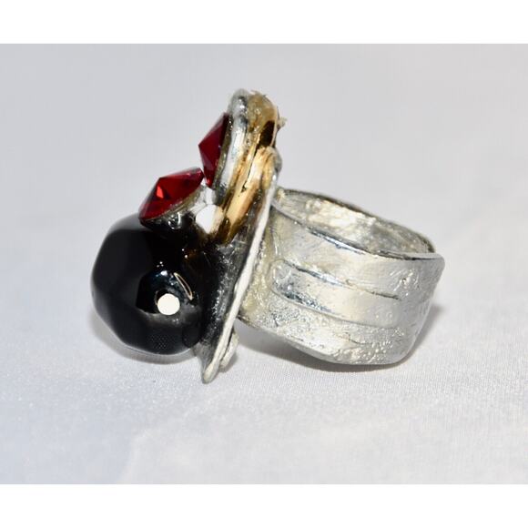 J Jansen Brutalist Gold and Silver Statement Ring Size 7 RARE!!! - Picture 3 of 7